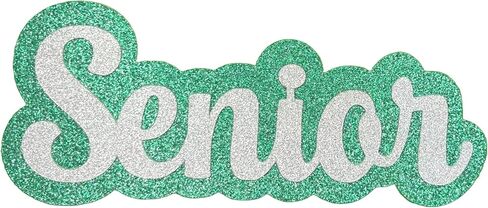 Senior Word Glitter Cut Out Die Cut Placard Embellishment for Prom, Homecoming, Graduation etc. (Silver/Purple, 3 Inch - 2 Count) in Kuwait