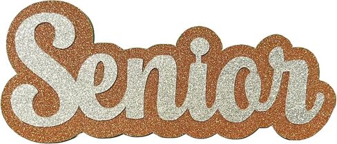 Senior Word Glitter Cut Out Die Cut Placard Embellishment for Prom, Homecoming, Graduation etc. (Silver/Purple, 3 Inch - 2 Count) in Kuwait