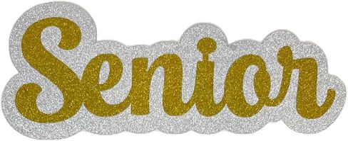 Senior Word Glitter Cut Out Die Cut Placard Embellishment for Prom, Homecoming, Graduation etc. (Silver/Purple, 3 Inch - 2 Count) in Kuwait