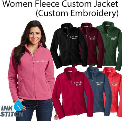 INK STITCH Ladies Custom Stitching Text Value Fleece Jackets - 12 Colors in Saudi Arabia