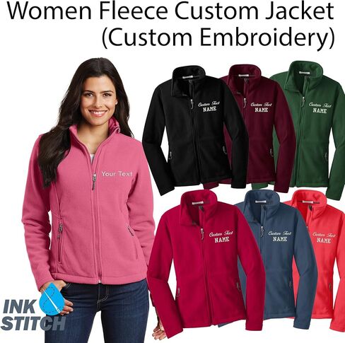 INK STITCH Ladies Custom Stitching Text Value Fleece Jackets - 12 Colors in Kuwait