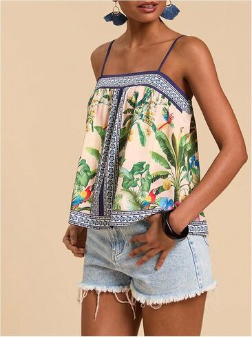SOLY HUX Women's Tropical Floral Print Cami Top Spaghetti Strap Boho Vacation Summer Tops Camisole in Saudi Arabia