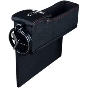 Universal Car Seat Gap Filler Premium PU Leather Side Pocket Organizer, Seat Crevice Storage Box with Cup Holder for Smartphone Coin Wallet Key, Car Interior Accessories in Saudi Arabia
