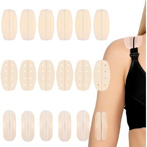 18Pcs Anti-Slip Gel Bra Strap Cushion, Invisible Soft Comfort Bra Strap Pads, Silicone Self-Adhesive Straps Fixed Pads for Slipping (Skin Color) in Saudi Arabia