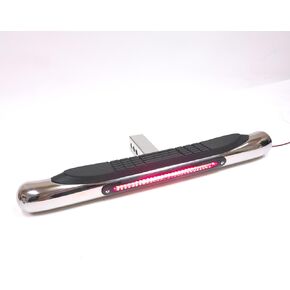 30" Tow Hitch Step Bar Guard 3" Round Curved Chrome Finish with LED Brake Light for 2" Receiver Truck Heavy Duty Steel in Saudi Arabia