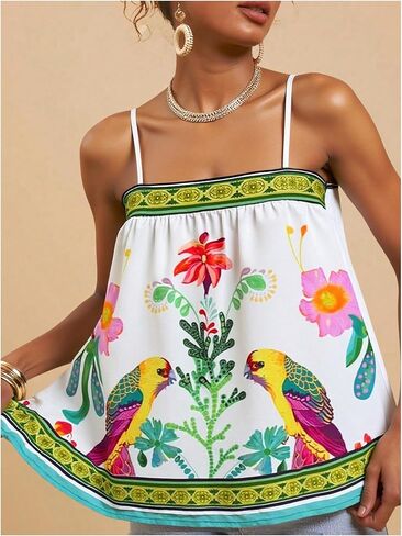 SOLY HUX Women's Tropical Floral Print Cami Top Spaghetti Strap Boho Vacation Summer Tops Camisole in Saudi Arabia