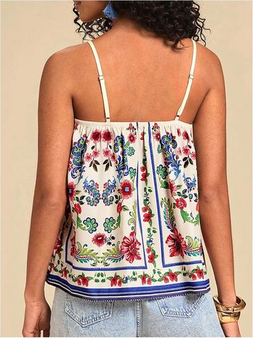 SOLY HUX Women's Tropical Floral Print Cami Top Spaghetti Strap Boho Vacation Summer Tops Camisole in Saudi Arabia