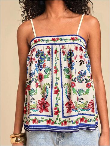 SOLY HUX Women's Tropical Floral Print Cami Top Spaghetti Strap Boho Vacation Summer Tops Camisole in Saudi Arabia