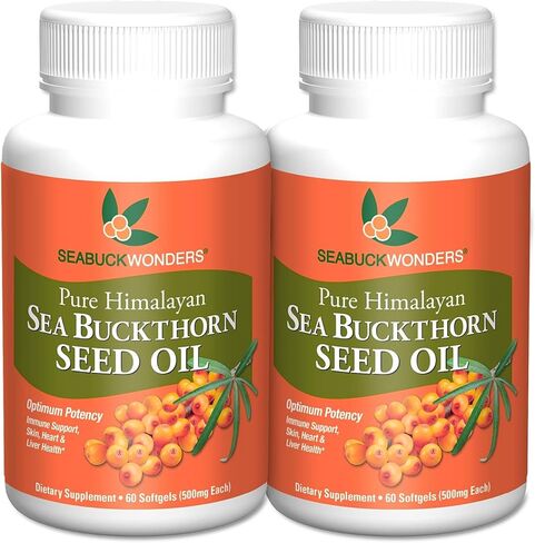 زيت بذور نبق البحر، مصنوع من نبق البحر العضوي، 60 كبسولة هلامية (عبوة من 2) in Kuwait