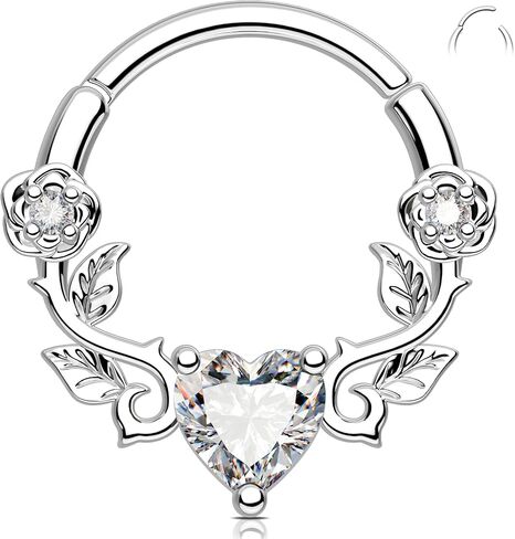 حلقة حاجز القلب Melighting 16g ، مجوهرات روز ديث ثقب ، 316L من الفولاذ المقاوم للصدأ كرمة الحاجز المجوهر in Saudi Arabia