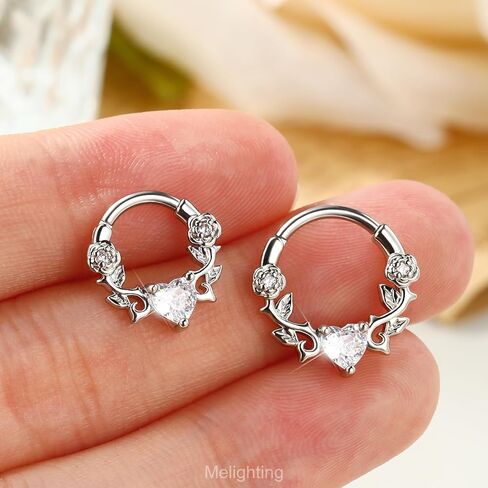 حلقة حاجز القلب Melighting 16g ، مجوهرات روز ديث ثقب ، 316L من الفولاذ المقاوم للصدأ كرمة الحاجز المجوهر in Saudi Arabia