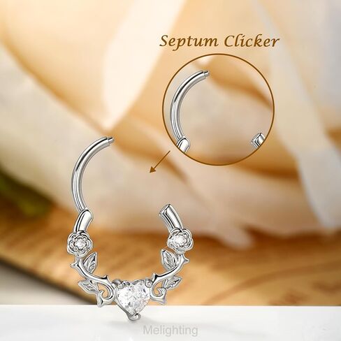 حلقة حاجز القلب Melighting 16g ، مجوهرات روز ديث ثقب ، 316L من الفولاذ المقاوم للصدأ كرمة الحاجز المجوهر in Saudi Arabia