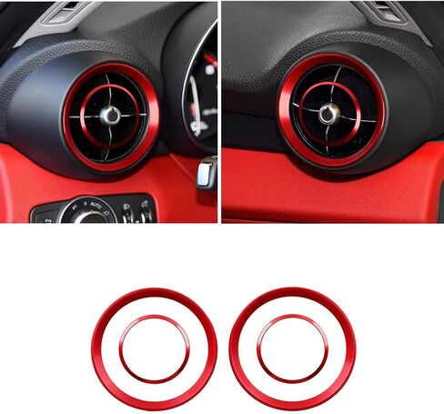 Car Interior Modification Accessories Fit for Alfa Romeo Giulia Stelvio 2015-2023 Aluminum Alloy Upgrade Decoration Accessories (red, Air Conditioning Outlet Ring 4pc/Set) in Saudi Arabia