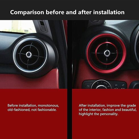 Car Interior Modification Accessories Fit for Alfa Romeo Giulia Stelvio 2015-2023 Aluminum Alloy Upgrade Decoration Accessories (red, Air Conditioning Outlet Ring 4pc/Set) in Saudi Arabia