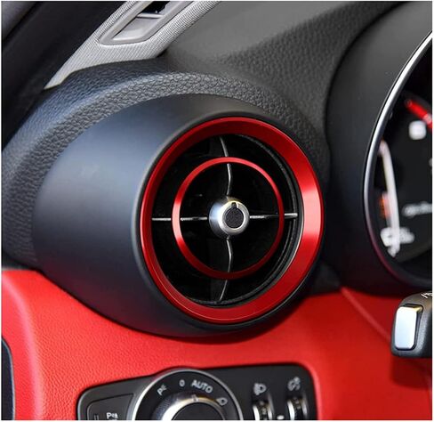 Car Interior Modification Accessories Fit for Alfa Romeo Giulia Stelvio 2015-2023 Aluminum Alloy Upgrade Decoration Accessories (red, Air Conditioning Outlet Ring 4pc/Set) in Saudi Arabia