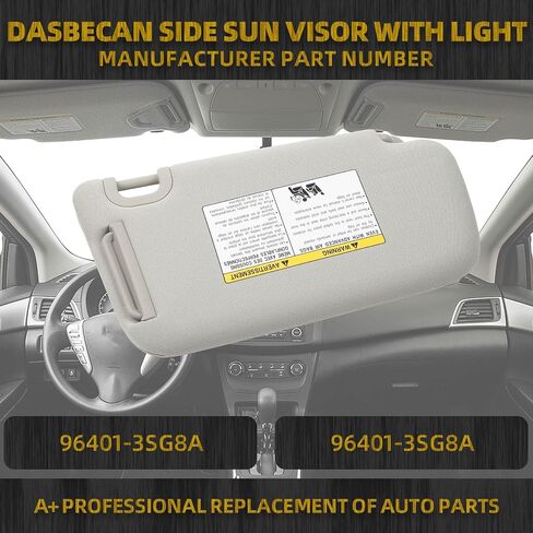 Dasbecan Driver Side Sun Visor w/O Light متوافق مع Nissan Sentra 2013 2014 2015 2015 2017 2018 2019 in Saudi Arabia