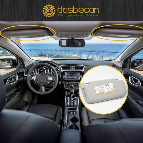 Dasbecan Driver Side Sun Visor w/O Light متوافق مع Nissan Sentra 2013 2014 2015 2015 2017 2018 2019 in Saudi Arabia