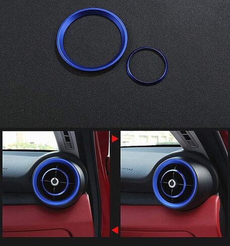 Car Interior Modification Accessories Fit for Alfa Romeo Giulia Stelvio 2015-2023 Aluminum Alloy Upgrade Decoration Accessories (red, Air Conditioning Outlet Ring 4pc/Set) in Saudi Arabia