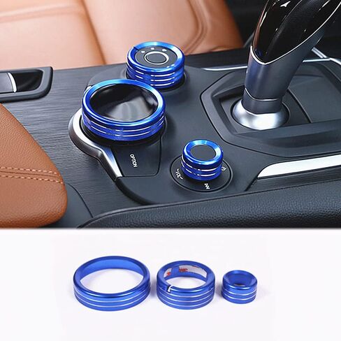 إكسسوارات تعديل السيارة الداخلية مناسبة لـ Alfa Romeo Giulia Stelvio 2015-2023 إكسسوارات زخرفة ترقية سبائك الألومنيوم (Red ، Air Condition Ring 4pc/set) in Kuwait