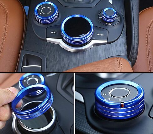 إكسسوارات تعديل السيارة الداخلية مناسبة لـ Alfa Romeo Giulia Stelvio 2015-2023 إكسسوارات زخرفة ترقية سبائك الألومنيوم (Red ، Air Condition Ring 4pc/set) in Kuwait