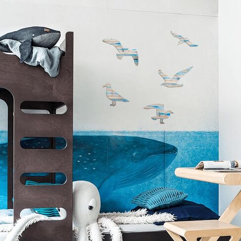 AWISBI Nautical Coastal Beach Wall Sculpture Decor with Delicate Seagull Accents for Home, Living Room, Bathroom in Kuwait