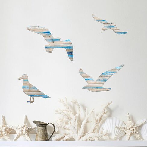 AWISBI Nautical Coastal Beach Wall Sculpture Decor with Delicate Seagull Accents for Home, Living Room, Bathroom in Kuwait