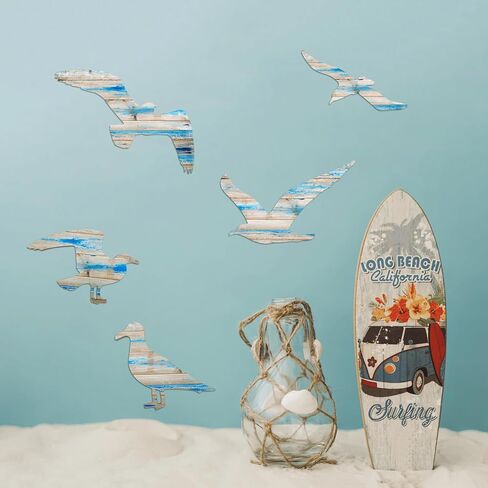 AWISBI Nautical Coastal Beach Wall Sculpture Decor with Delicate Seagull Accents for Home, Living Room, Bathroom in Kuwait