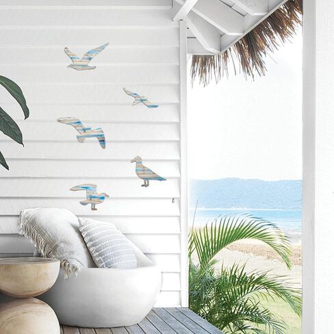 AWISBI Nautical Coastal Beach Wall Sculpture Decor with Delicate Seagull Accents for Home, Living Room, Bathroom in Kuwait