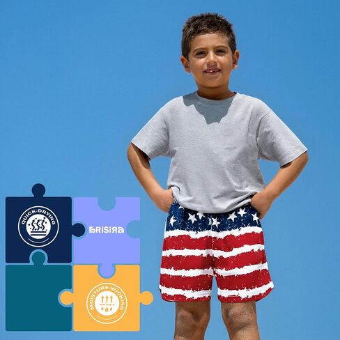 BRISIRA Boys Swim Trunks Bathing Suit with Mesh Liner Quick Dry Youth Teen Swim Shorts Kids Swimsuit UPF 50+ 5t-16Y in Kuwait