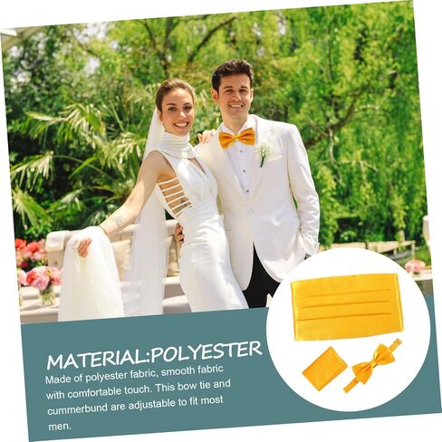 Homoyoyo 1set Men Cummerbund Bow Tie ومنديل لحفلات حفلات الزفاف وحفلات الرموز الملحقة بتصميم المواد السلس للرجال in Saudi Arabia