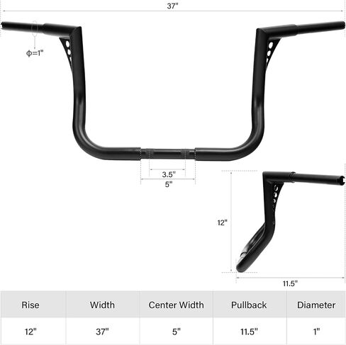 TCMT Black 14" Rise Ape Hanger Bar 1-1/4" Fat Handlebar Fits For Harley Dressers Baggers Touring CVO Street Glide Tri Glide Electra Glide 1982-2023 in Saudi Arabia