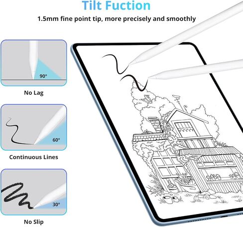 Stylus Pen for iPad Pro 12.9"/11", iPad 6/7/8/9/10, iPad Air 3/4/5, iPad Mini 5/6, Fast Charge Apple iPad Pencil with Magnetic Tilt Sensitive Palm Rejection, Newly Dual-Tip for Touch Screens in Saudi Arabia