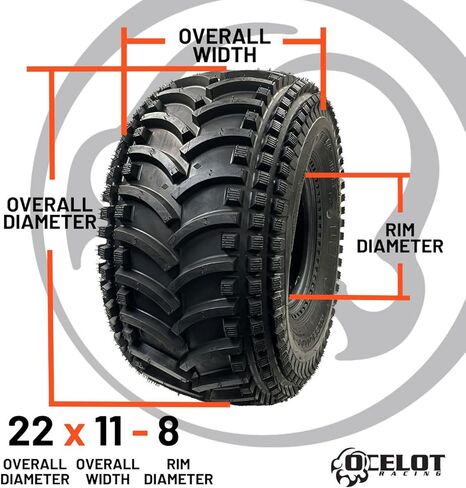 Ocelot Cross Country 4-Ply Modified V-Tread Utility ATV Tire 22X11-8 P308 in Kuwait