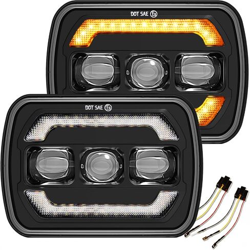 Sinoparcel Upgraded 7 Inch Round Headlight with DRL/Amber Turn Signal,H6024 6024 LED Sealed Beam Headlight,20000LM/Set Anti-glare Halogen Replacement for Wrangler TJ/JK/JKU,Pack of 2 in Saudi Arabia