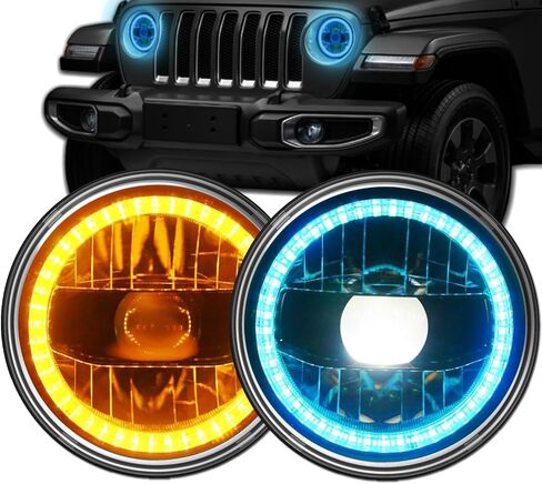 Sinoparcel Upgraded 7 Inch Round Headlight with DRL/Amber Turn Signal,H6024 6024 LED Sealed Beam Headlight,20000LM/Set Anti-glare Halogen Replacement for Wrangler TJ/JK/JKU,Pack of 2 in Saudi Arabia