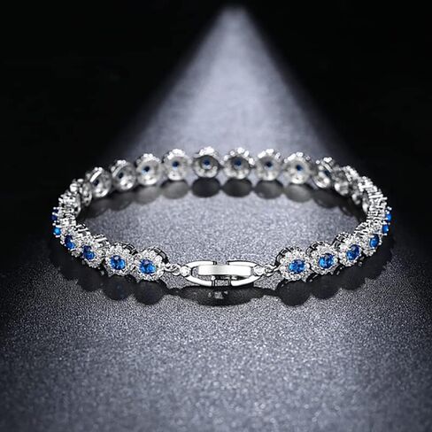 14K Gold Moissanite Tennis Bracelet for Women,Dainty Round Bezel Moissanite Link Charm Bracelet,Fashion Jewelry Gift for Her in Saudi Arabia