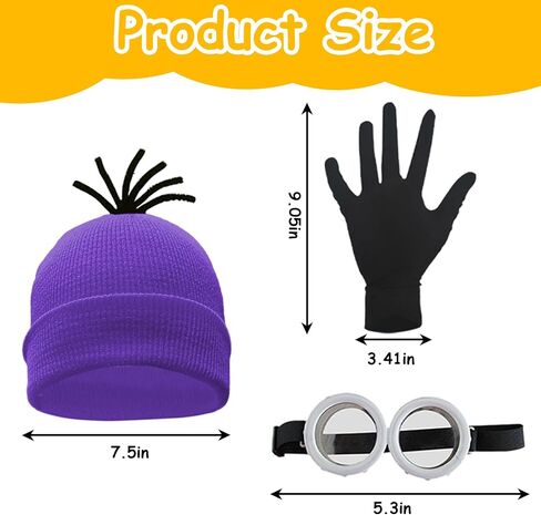 8Pcs Halloween Costume Accessories Adult,Yellow Costume Accessories,Goggles/Beanie/Gloves, Cosplay Party Set in Saudi Arabia