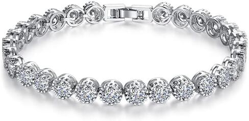 14K Gold Moissanite Tennis Bracelet for Women,Dainty Round Bezel Moissanite Link Charm Bracelet,Fashion Jewelry Gift for Her in Saudi Arabia