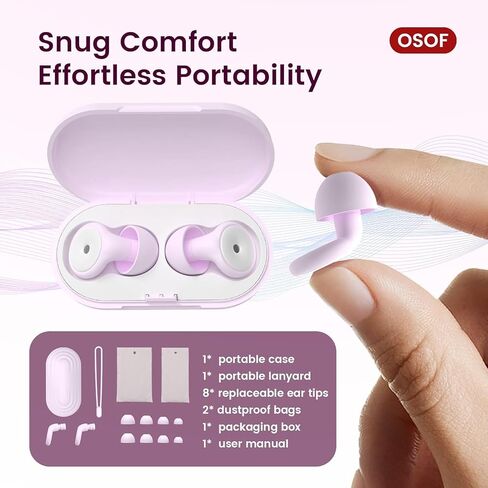 Ear Plugs for Sleeping Noise Cancelling, Perfect -30dB Reusable Silicone Earplugs for Noise Reduction, Hearing Protection Ear Plugs for Sleep, Study, Work, Focus-Lavender2 in Saudi Arabia