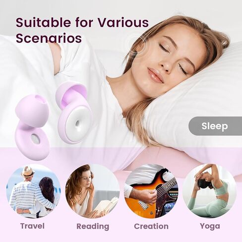 Ear Plugs for Sleeping Noise Cancelling, Perfect -30dB Reusable Silicone Earplugs for Noise Reduction, Hearing Protection Ear Plugs for Sleep, Study, Work, Focus-Lavender2 in Saudi Arabia