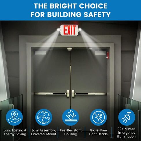 Ciata Lighting All LED Decorative Red Exit Sign & Emergency Light Combo with Battery Backup (4 Pack) in Kuwait