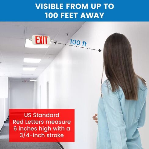 Ciata Lighting All LED Decorative Red Exit Sign & Emergency Light Combo with Battery Backup (4 Pack) in Kuwait