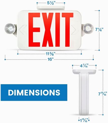 Ciata Lighting All LED Decorative Red Exit Sign & Emergency Light Combo with Battery Backup (4 Pack) in Kuwait