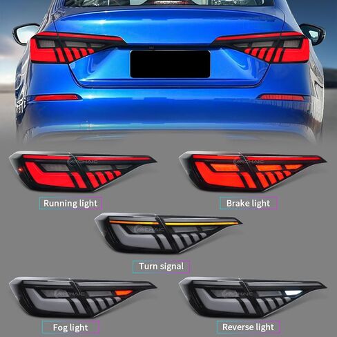 مصابيح خلفية RGB متوافقة مع الجيل الحادي عشر من هوندا سيفيك 2022-2024 سيدان، مجموعة مصابيح خلفية LED لبدء تشغيل الرسوم المتحركة/إشارة الانعطاف التسلسلية in Kuwait