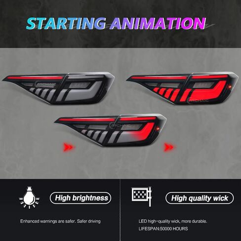 مصابيح خلفية RGB متوافقة مع الجيل الحادي عشر من هوندا سيفيك 2022-2024 سيدان، مجموعة مصابيح خلفية LED لبدء تشغيل الرسوم المتحركة/إشارة الانعطاف التسلسلية in Kuwait