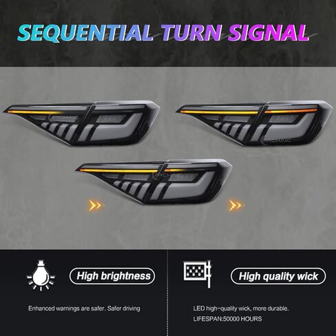 مصابيح خلفية RGB متوافقة مع الجيل الحادي عشر من هوندا سيفيك 2022-2024 سيدان، مجموعة مصابيح خلفية LED لبدء تشغيل الرسوم المتحركة/إشارة الانعطاف التسلسلية in Kuwait
