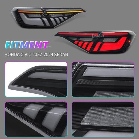 مصابيح خلفية RGB متوافقة مع الجيل الحادي عشر من هوندا سيفيك 2022-2024 سيدان، مجموعة مصابيح خلفية LED لبدء تشغيل الرسوم المتحركة/إشارة الانعطاف التسلسلية in Kuwait