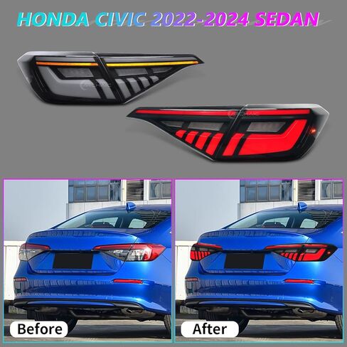 مصابيح خلفية RGB متوافقة مع الجيل الحادي عشر من هوندا سيفيك 2022-2024 سيدان، مجموعة مصابيح خلفية LED لبدء تشغيل الرسوم المتحركة/إشارة الانعطاف التسلسلية in Kuwait