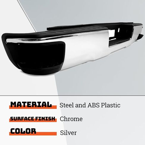 تجميع الخطوة الخلفية Ecotric مجموعة الوفير المتوافقة مع 2014-2019 Chevy Chevrolet Silverado & GMC Sierra 1500 استبدال Chrome لـ GM1103176 GM1103175 (W/O SENSOR HOLES W/CONNER STEP) in Saudi Arabia