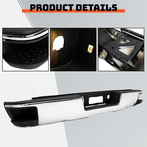 تجميع الخطوة الخلفية Ecotric مجموعة الوفير المتوافقة مع 2014-2019 Chevy Chevrolet Silverado & GMC Sierra 1500 استبدال Chrome لـ GM1103176 GM1103175 (W/O SENSOR HOLES W/CONNER STEP) in Saudi Arabia